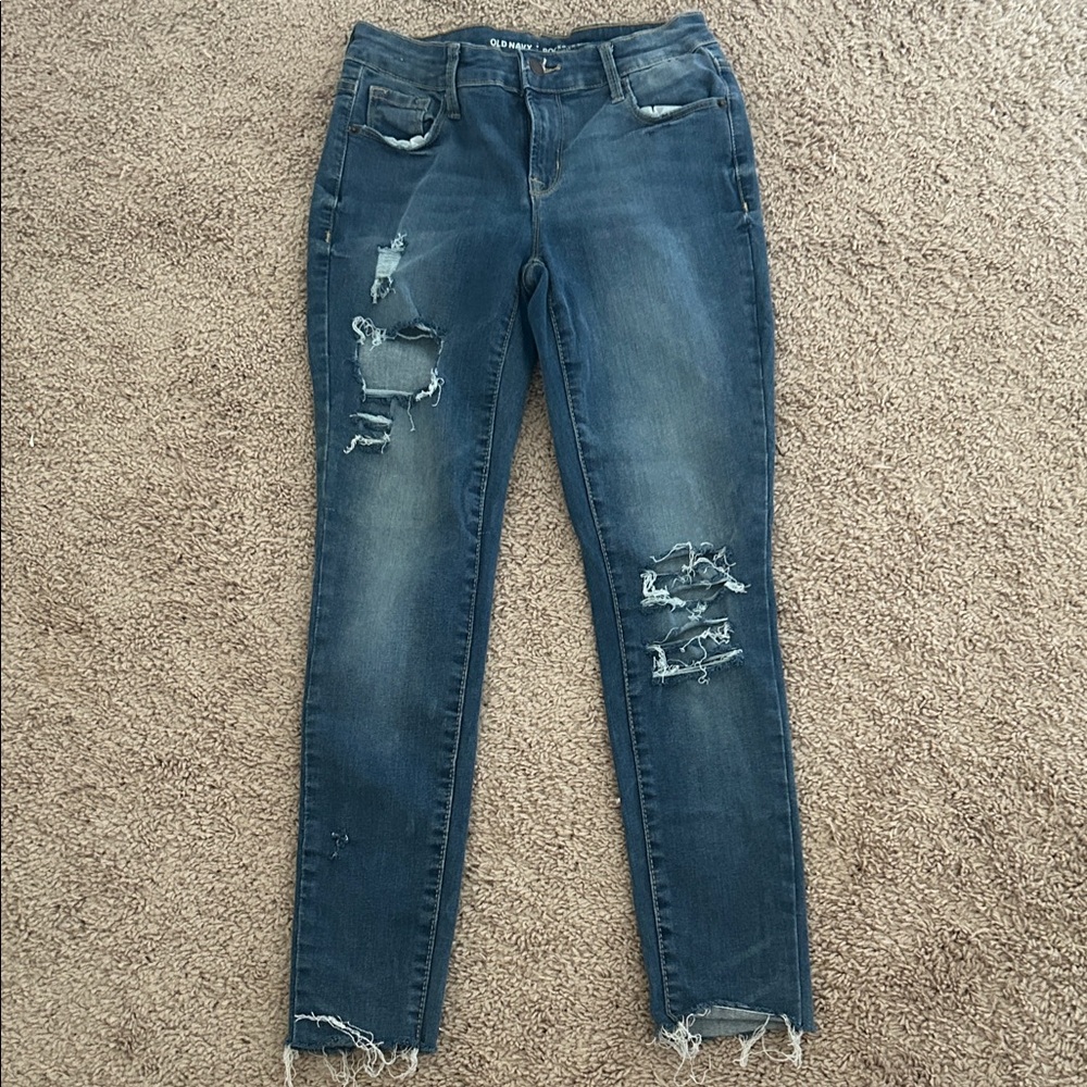 Old Navy Dark Blue Distressed Skinny Jeans